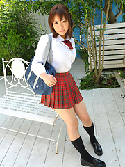 Asian schoolgirl Kana Mimura in white panties