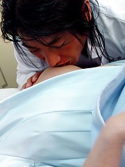 Willing Japanese teen nurse getting a massive doctors facial