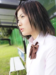 Outdoor posing of cute japanese girl Yukino