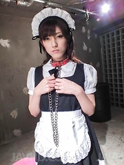 Kanako Iioka in uniform and chains sucks dong and is fingered