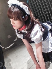 Kanako Iioka in uniform and chains sucks dong and is fingered