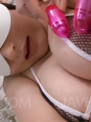 Yuu Haruka Asian with appetizing ass gets vibrators on hot boobs