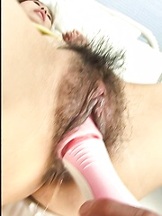 Yui Misaki Asian gets vibrators on nipples and hairy cum dumpster