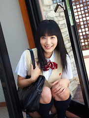 Yuri Hamada Asian is so naughty that shows bum under skirt out