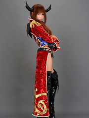 Sayuri Ono Asian poses so sexy in warrior suit and long boots