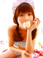 Yumi Sugimoto Asian is sexy baby surrounded by colorful flowers