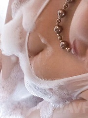 Haruka Oosawa Asian brings orgasm in clit rubbing it under shower