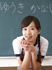 Kana Yuuki Asian with sexy pigtails is very willing for sports