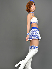 Ichika Nishimura Asian in long boots and short skirt is playful