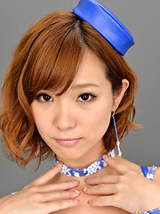 Hot Ichika Nishimura smiles posing on the cam in sexy uniform