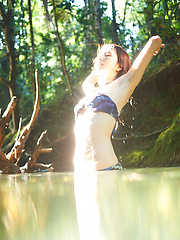 Neo Asian babe in short skirt loves playing in dangerous places