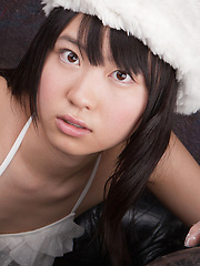 Hijiri Sachi Asian with gloves has juicy tits and twat in white