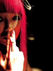 Neo Asian babe with firm big boobs in kinky bra is club dancer