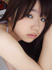 Hikari Azuma Asian with big hooters is in playing mood in kitchen