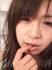 Nozomi Hatsuki Asian puts vibrator on clit and dildo in poonanie