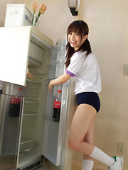 Hikari Yamaguchi Asian in shorts loves to play all over the house