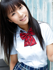 Miho Morita Asian in school uniform loves flowers and fresh air