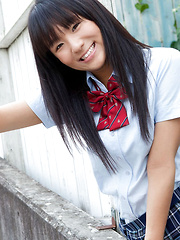 Miho Morita Asian in school uniform loves flowers and fresh air