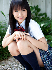 Miho Morita Asian in school uniform loves flowers and fresh air