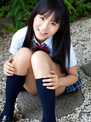 Miho Morita Asian in school uniform loves flowers and fresh air
