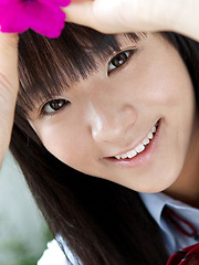 Miho Morita Asian in school uniform loves flowers and fresh air