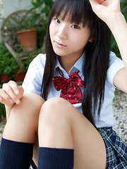 Miho Morita Asian in school uniform loves flowers and fresh air