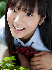 Miho Morita Asian in school uniform loves flowers and fresh air