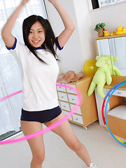 Miho Takai Asian in sports outfit is sexy while playing with ball