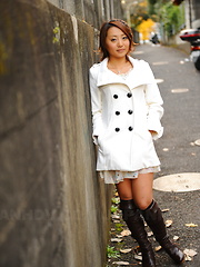Hot girl You Shiraishi poses outdoor in coat