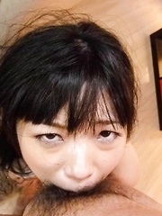 Hina Maeda Asian sucks dicks and plays with cum she gets in mouth