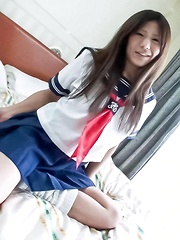 Yukari Asian doll gets vibrators on cunt under school uniform