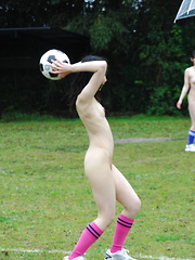 Japanese girls playing soccer totally naked