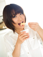 Mayu Kamiya Asian takes shirt off and shows nasty ass in panty